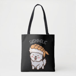 Sushiholic Cute Puppy met Kawaii Sushi canvas tas