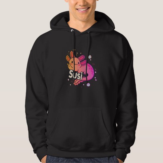 SUSI - Mooie meisjesnaam met schattige AXOLOTL Hoodie (Voorkant)