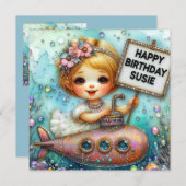 SUSIE ~ Verjaardag Kaart ~ Onderzeeër ~ (Voorkant / Achterkant)