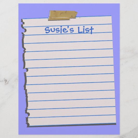 Susie's List Fun Letterhead Stationery (Voorkant)