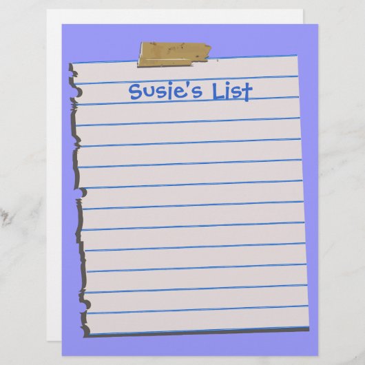 Susie's List Fun Letterhead Stationery (Voorkant / Achterkant)