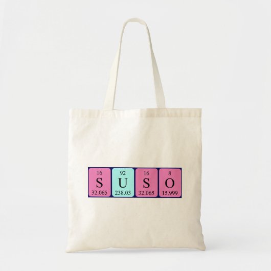 Suso periodieke tabel naam canvas tas (Voorkant)
