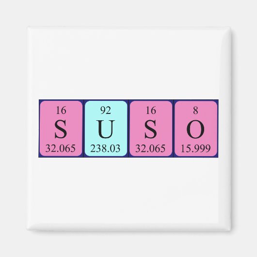 Suso periodieke table name magnet (Voorkant)