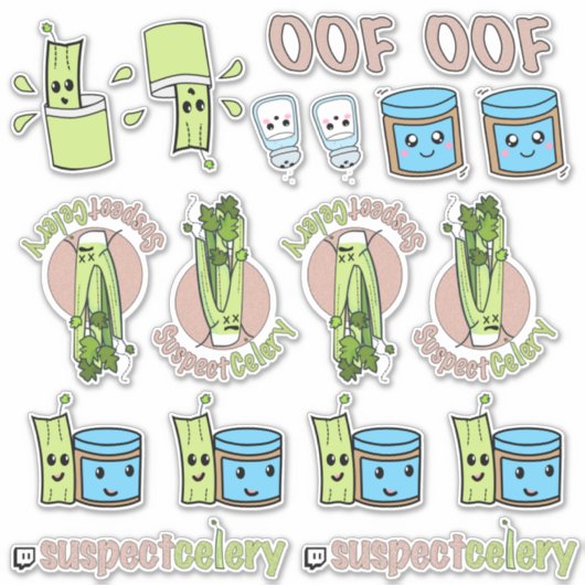 SuspectCelery™ Emotes van pindakaas + selderij Sticker (Voorkant)
