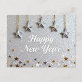 Suspended Stars Happy New Year Chic Modern Briefkaart (Voorkant)