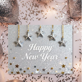Suspended Stars Happy New Year Chic Modern Briefkaart