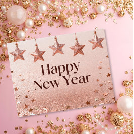 Suspended Stars Happy New Year Chic Modern Briefkaart