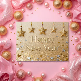 Suspended Stars Happy New Year Chic Modern Briefkaart