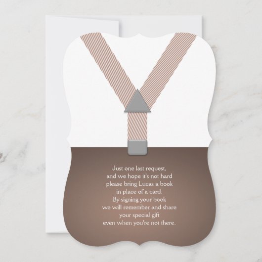 Suspender, Boog stropdas, Baby shower Uitnodiging (Achterkant)