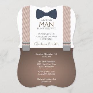 Suspender, Boog stropdas, Baby shower Uitnodiging