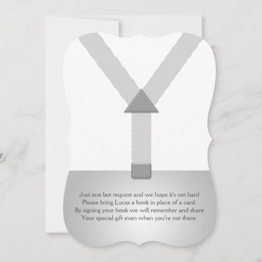 Suspender, Boog stropdas, Baby shower Uitnodiging (Achterkant)