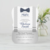 Suspender, Boog stropdas, Baby shower Uitnodiging (Staand voorkant)