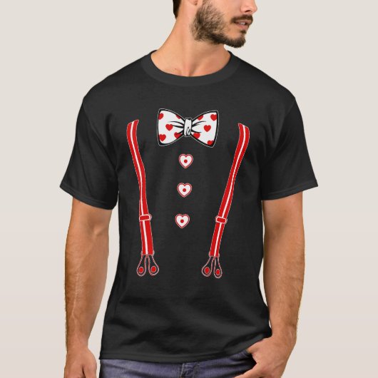 Suspender Valentines Day Cute Heart V Day Costume  T-shirt (Voorkant)