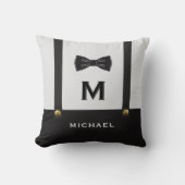 Suspenders & Bowtie Name Monogram Baby Boy Kussen (Voorkant)