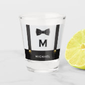 Suspenders & Bowtie Name Monogram Boy  Shot Glas (Voorkant)