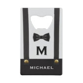 Suspenders & Bowtie Name Monogram Creditkaart Flessenopener (Voorkant)