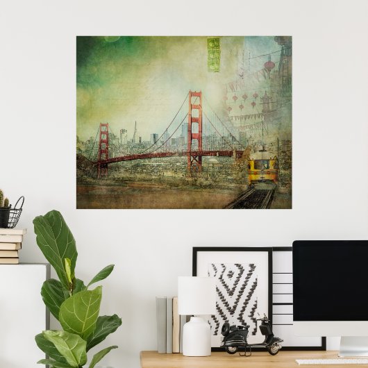 Suspensie - Golden Gate Bridge Collage Poster (Thuiskantoor)