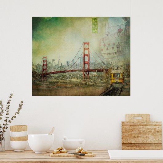 Suspensie - Golden Gate Bridge Collage Poster (Keuken)