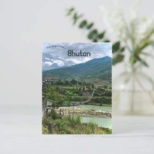 Suspensiebrug in Bhutan Briefkaart (Staand voorkant)