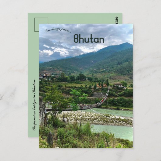 Suspensiebrug in Bhutan Briefkaart (Voorkant / Achterkant)