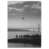 Suspension Bridge in Lissabon Black and White Phot Klembord (Achterkant)