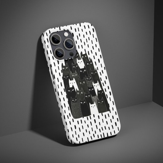 Suspicious Cat Patterns Funny Black Cat Art Design Case-Mate iPhone Case