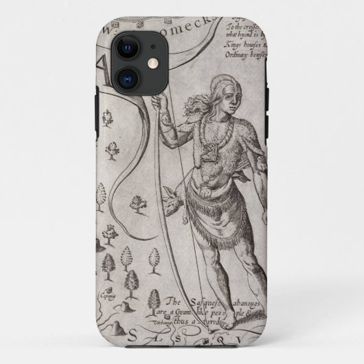 Susquehannock krijger, detail uit Map of Virginia Case-Mate iPhone Case (Achterkant)