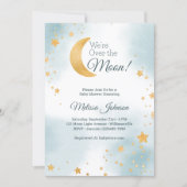 Süss Blue We zijn over de Maan Jongen Baby Borrel Kaart (Voorkant)