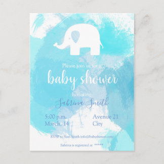 süße Baby Party Einladung blau aquarell Elefant Briefkaart