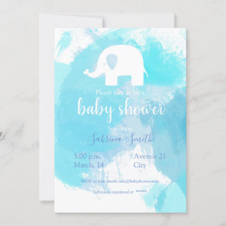 süße Baby Party Einladung blau aquarell Elefant Kaart