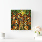 Süsse Beagle Uhr Vierkante Klok (Huis)