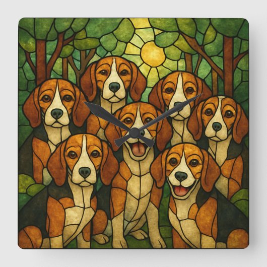 Süsse Beagle Uhr Vierkante Klok (Voorkant)