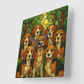 Süsse Beagle Uhr Vierkante Klok (Hoek)
