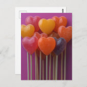 Süße bunte Herz Lollipops Valentinstag Briefkaart (Voorkant / Achterkant)