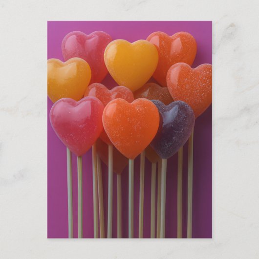 Süße bunte Herz Lollipops Valentinstag Briefkaart (Voorkant)