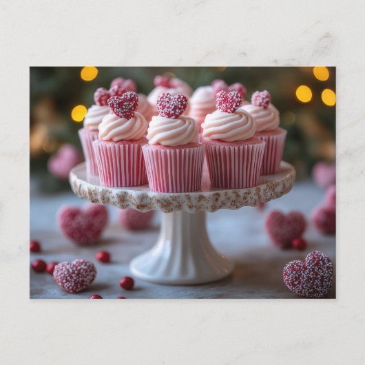 Süße Cupcakes mit Herzen Valentinstag Briefkaart (Voorkant)