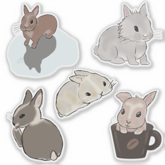 Süße Hasen Sammlung 4 Sticker (Voorkant)