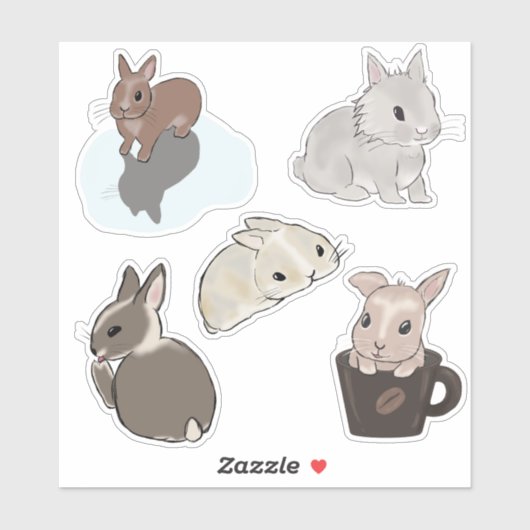 Süße Hasen Sammlung 4 Sticker (Vel)