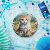 Süße Katze in einer Blumenwiese Papieren Bordje (Feest)