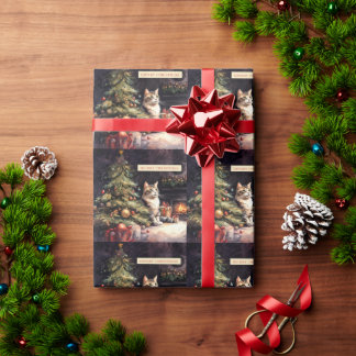 Süße Katze unterm Weihnachtsbaum Cadeaupapier