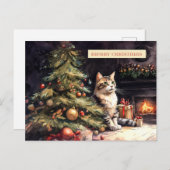 Süße Katze unterm Weihnachtsbaum Feestdagenkaart (Voorkant / Achterkant)
