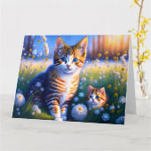 Süße Katzenkinder die auf einer Wiese sitzen Kaart (Gele Bloem)