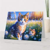 Süße Katzenkinder die auf einer Wiese sitzen Kaart (Voorkant)