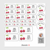Süße Kirsche Namensaufkleber – 24er Set weiß Sticker (Vel)