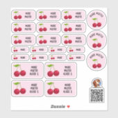 Süße Kirsche Namensaufkleber rosa – 24er Set Sticker (Vel)