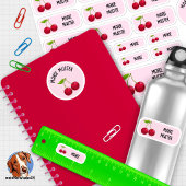 Süße Kirsche Namensaufkleber rosa – 24er Set Sticker