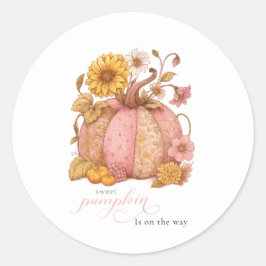 Süße kleine lapjes pompoen bloemen zijn op komst ronde sticker