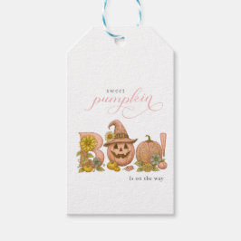 Süße kleine Patch-Pompoen bloemen zijn op weg Cadeaulabel