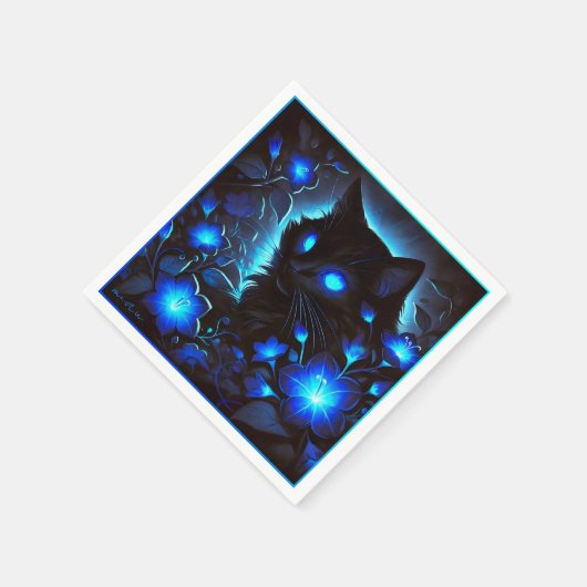 Süsse leuchtend blaue miau katze servet (Hoek)