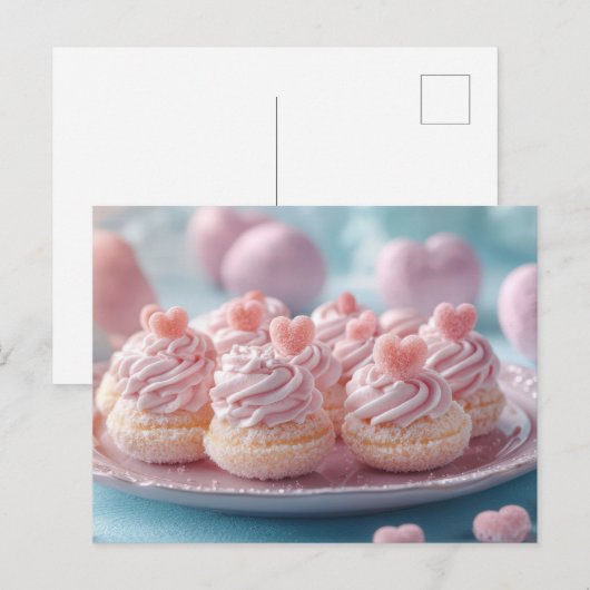 Süße Macarones mit Herzen Valentinstag Briefkaart (Voorkant / Achterkant)